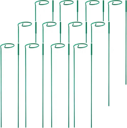 PFNRTH Paquete de 12 estacas para plantas, estacas de soporte para plantas de dos tamaños (16 o 32 pulgadas), estacas para plantas al aire libre,