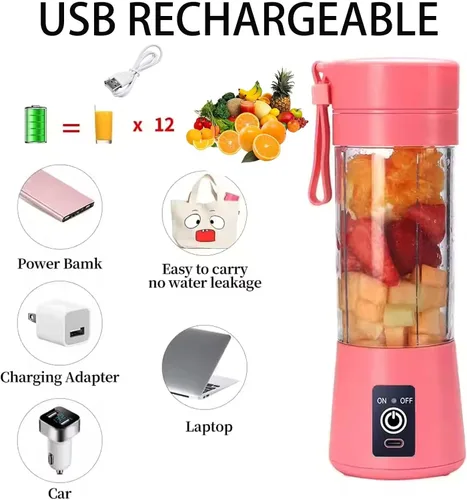 Miniatura 5 de Licuadora portátil, licuadora personal portátil, licuadora portátil USB para batidos con 6 cuchillas ultra afiladas, licuadoras portátiles