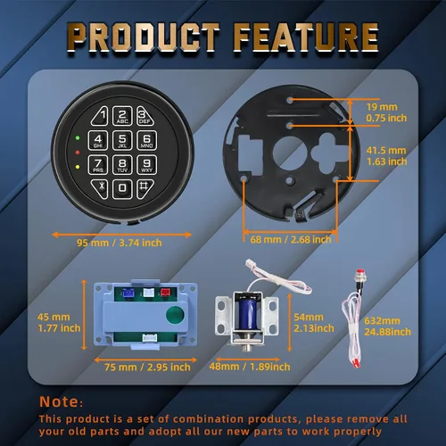 Miniatura 4 de Teclado electrónico del reemplazo de la cerradura segura del arma con la cerradura del solenoide - negro Gun Safe Lock with Programmable