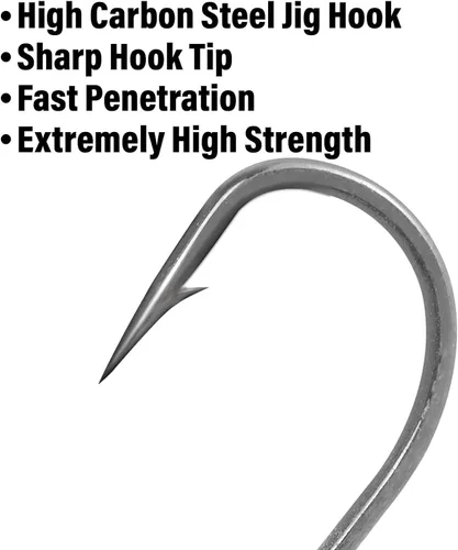 Miniatura 4 de Dr.Fish Paquete de 10 Cabezas de Jig para Swimbait, Cabezas de Jig de Pesca en Agua Salada Ojos 3D Anzuelos de Acero de Alto Carbono Señuelos de Rosa