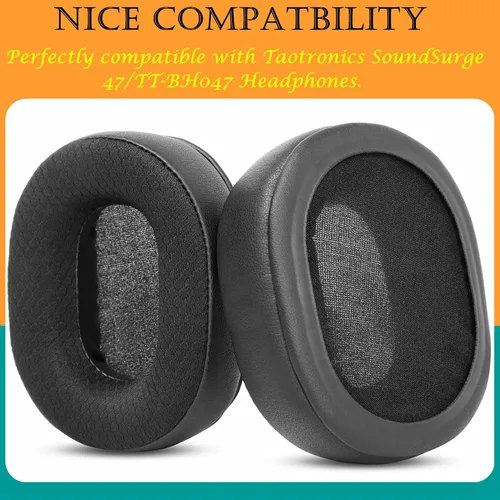 Miniatura 4 de TT-BH047 - Almohadillas de repuesto compatibles con Taotronics SoundSurge 47/TT-BH047, almohadillas de tela para auriculares, color negro