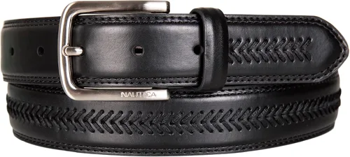 Nautica Men's Dress Leather Belt for Suits and Pants Classic Business Fashion Adjustable Metal Buckle