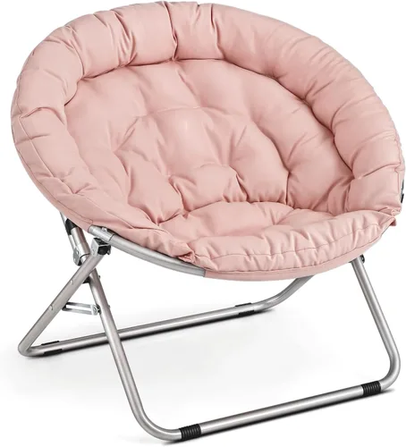 Miniatura 39 de Cómoda silla con platillo, silla de sala de estar, silla plegable acolchada suave de piel sintética, cómoda silla cuadrada de luna para sala
