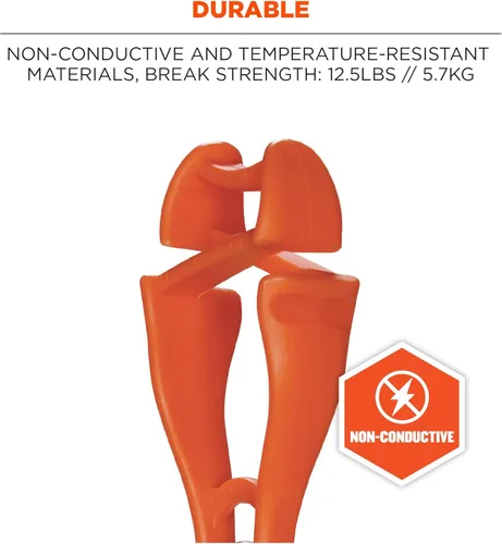 Miniatura 6 de Ergodyne Squids 3420 Swiveling Glove Clip Holder with Dual Clips Naranja - Paquete de 6