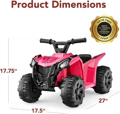 Miniatura 7 de Best Choice Products vehículo de juguete para montar de 6 V para niños, cuadriciclo de 4 ruedas, ATV con velocidad máxima de 2.9 km/h, neumáticos