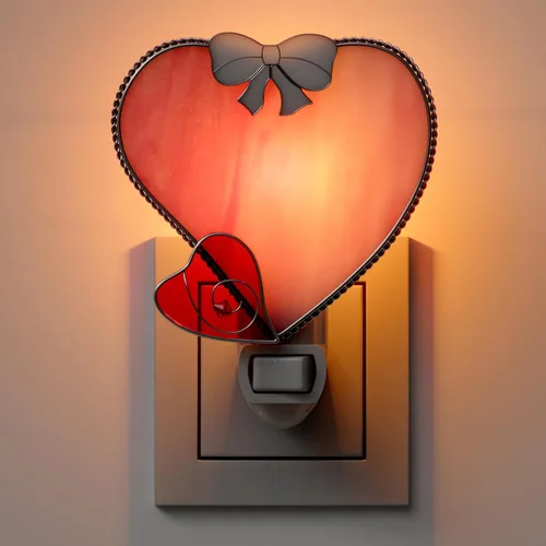 Miniatura 10 de KY&BOSAM Angel Sister - Luz de noche de flor en vidrio con ribete de metal, luz nocturna de corazón para hermana, cuarto de bebé, dormitorio, baño