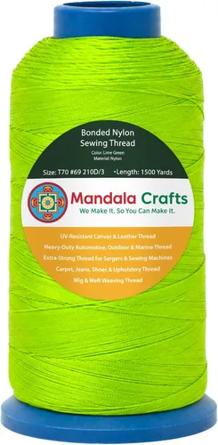 Miniatura 147 de Mandala Crafts - Hilo de nailon para coser cuero, tapicería, mezclilla y para trenzar el pelo; resistente, 1500 yardas, tamaño 69 T70 Marrón