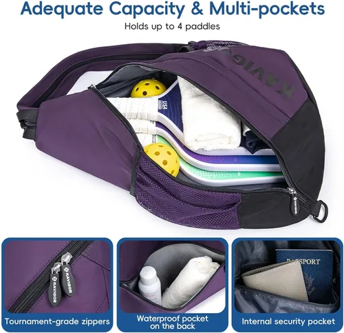 Miniatura 2 de KAVIGOR Bolsa de pickleball 2025, mochila ultraligera convertible con tela suave al tacto y bolsillo húmedo/seco, se adapta a 4 paletas +