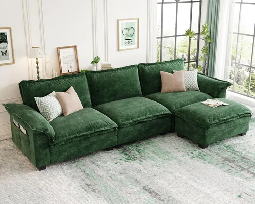 Miniatura 45 de KKL Sofá Seccional Modular de 89 Pulgadas, Sofá de Amor de 2 Asientos Sofá Nube con Asiento Profundo, Sofás Seccionales de Chenilla para Sala
