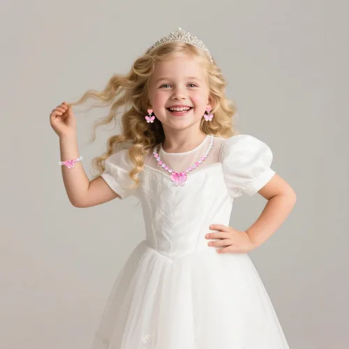 Miniatura 2 de 2 juegos de joyería de princesa para niñas pequeñas, juego de joyería de mariposa para niños, collares elásticos, pulseras, anillos y pendientes