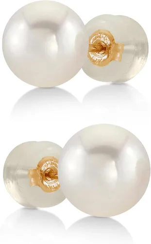 Miniatura 18 de THE PEARL SOURCE Round White Freshwater Real Pearl Earrings for Women - 14k Gold Stud Earrings Hypoallergenic Earrings with Genuine Cultured Pearls