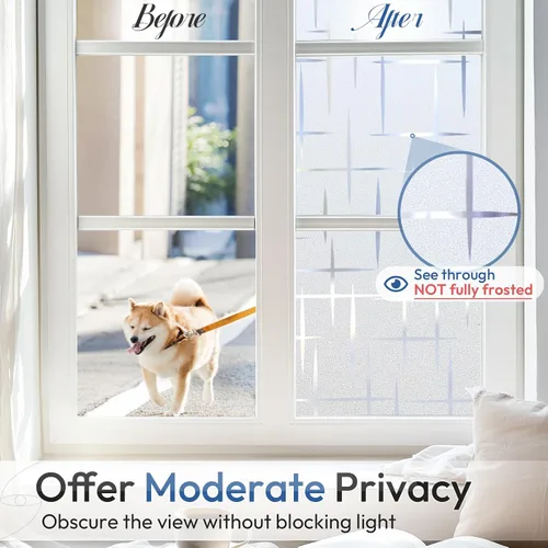 Miniatura 3 de rabbitgoo Película de privacidad para ventana, película de vidrio esmerilado, adhesivo decorativo de privacidad, bloqueo UV, adhesivo estaico
