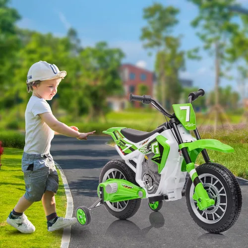 Miniatura 2 de Bicicleta de Dirt Eléctrica para Niños Batería de 12V Motocicleta Eléctrica Alimentada por Batería para Niños Juguete de Montar Motocicleta Verde 3
