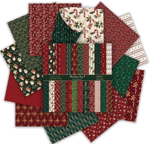 Papel para álbum de recortes de Navidad 12 x 12 - Juego de 24 hojas de papel con patrón de Navidad e impresión por ambas caras, papel decorativo