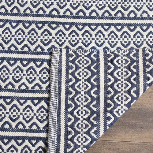 Miniatura 25 de SAFAVIEH Colección Montauk - Alfombra decorativa de 3 x 5 pies, color marfil y negro, hecha a mano de algodón estilo bohemio rural, ideal para zonas