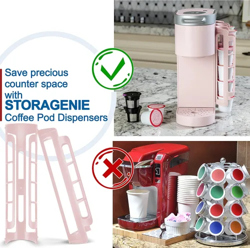 Miniatura 4 de STORAGENIE Soporte para cápsulas de café Keurig K-Cup, almacenamiento lateral para tazas K, perfecto para mostradores pequeños (rosa)