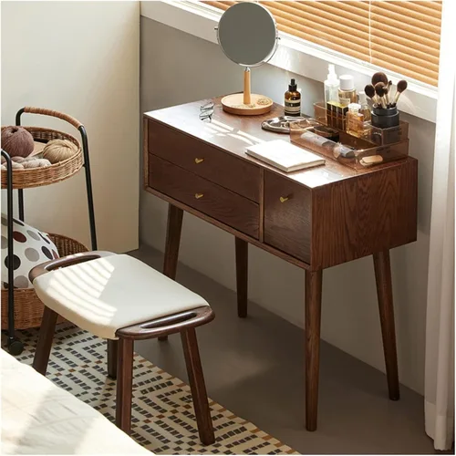 Miniatura 8 de BONAD Simple Dressing Table Bedroom Dressing Table Small Dressing Table Desk Makeup Stool Set Wooden with Drawer Dressing Table (Size : 68cm)