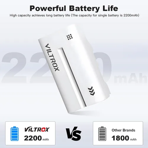 Miniatura 8 de VILTROX Paquete de 2 baterías NP-F550 y cargador de pared para cámara Sony NP F530 F550 F970 F960 F770 F750 F330 TR516 TR716 TR818 TR910 TR917, luz
