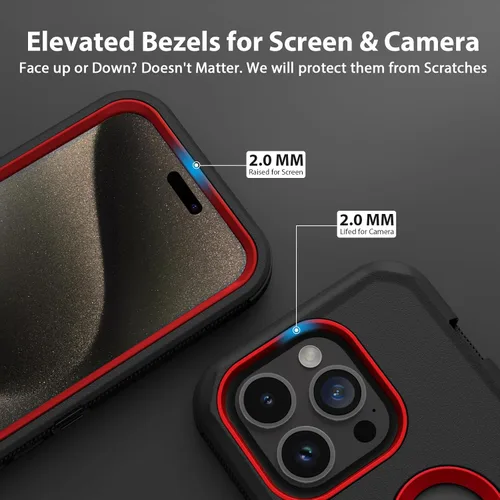 Miniatura 5 de Jiunai Funda para iPhone 15 Pro Max de Servicio Pesado con Protección contra Caídas Sin Pantalla de Doble Capa Resistente a Golpes Deportiva
