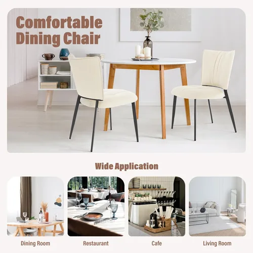 Miniatura 6 de Lamberia Juego de 4 sillas de comedor modernas de mediados de siglo, cómodas sillas tapizadas de piel sintética para cocina, comedor, color blanco