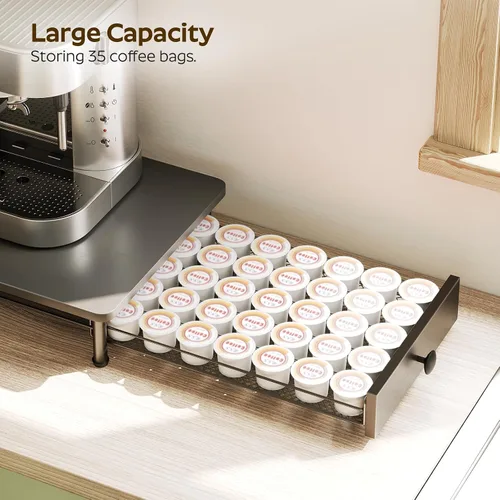 Miniatura 7 de YATINEY Soporte para cajones de cápsulas de café, cajón de cápsulas de café para taza K, organizador de almacenamiento de cápsulas de café de Negro
