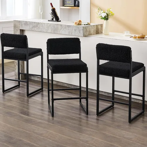 Miniatura 65 de SAECKBERG Taburetes de bar modernos de altura de mostrador, sillas de barra de 26 pulgadas de altura con respaldo, taburetes tapizados, taburetes