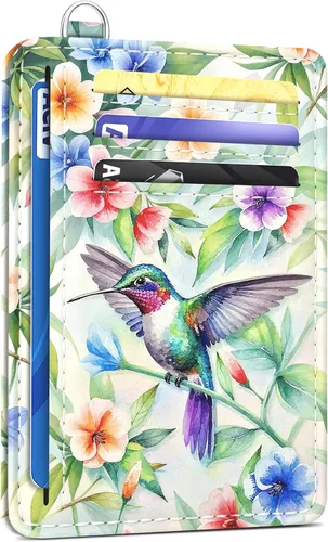 Miniatura 19 de SEAVILIA Tarjetero de crédito para mujer, cartera RFID para mujer, tarjetero de bolsillo frontal delgado y minimalista, bonito estuche delgado