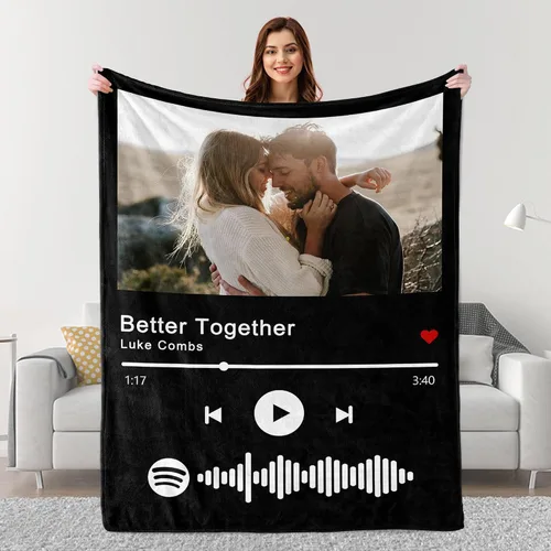Miniatura 16 de Mantas personalizadas con fotos, regalos personalizados para parejas para esposa, marido, novia, novio, manta con imagen personalizada "I Love You