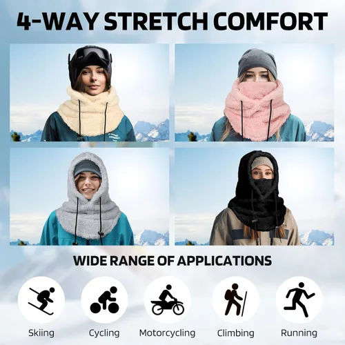 Miniatura 4 de Balaclava, Winter Face Mask for Men Women Hat Neck, Windproof Fleece Ski Mask Warm Face Cover Scarf Sporty Street Fashion