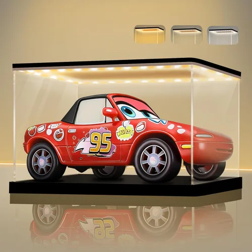Miniatura 12 de LANSCOERY Vitrina de acrílico con luz LED ajustable amarilla/blanca/cálida, caja transparente de protección UV, vitrina a prueba de polvo