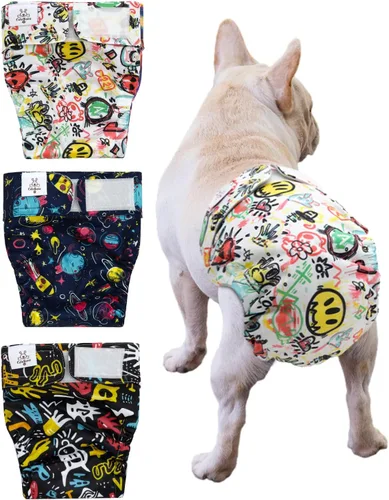 Miniatura 16 de CuteBone WWD28XS - Pañales lavables para perras, sin agujero para la cola, reutilizables, pantalones de entrenamiento para perritos, con cola