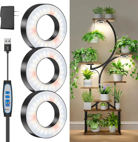Miniatura 10 de Wiaxulay Luces de cultivo para plantas de interior, 48 luces LED de espectro completo, lámpara de cultivo debajo del gabinete con temporizador