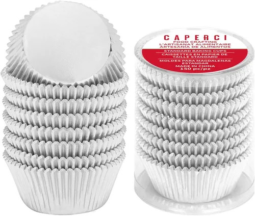 Miniatura 15 de Caperci Moldes de papel de aluminio rosa para magdalenas de tamaño estándar, paquete de 150 unidades, a prueba de grasa y resistentes