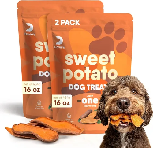 Miniatura 12 de Golosinas de Batata Dulce para Perros Davie's - Masticables saludables y naturales para perros, bajos en grasa, bolsa de 1 libra