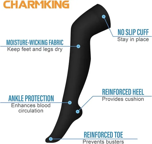 Miniatura 5 de CHARMKING Compression Socks (3 Pairs) Knee High Compression Sock for Women & Men Stockings for Running, Cycling,Athletic