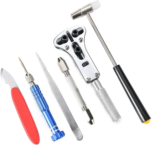 Miniatura 6 de Kit de herramientas de reparación de relojes profesional, kit de herramientas de relojero, incluye soporte para caja trasera, abridor, removedor