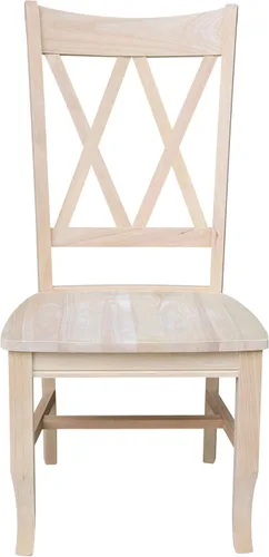 Miniatura 4 de IC International Concepts, Juego de 2 sillas de comedor dobles con respaldo en X, sin brazos, madera real, cocina/comedor/acento, 19.7 in de ancho x