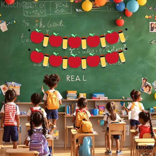 Miniatura 5 de KatchOn, Cartel de fieltro de manzana con lápiz para decoraciones de regreso a clases, paquete de 2, grande, 10 pies, sin bricolaje, cartel