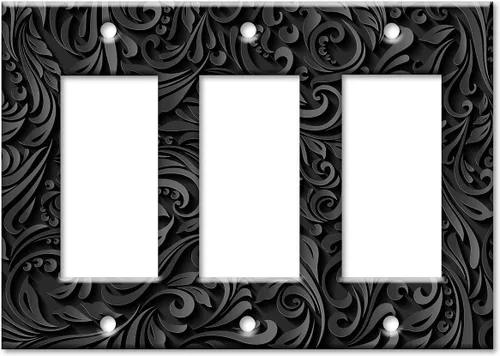 Miniatura 12 de Art Plates - Placa de interruptor basculante de doble banda (Rocker - GFCI) - Placa de pared - Estampado floral negro - Hecho en Estados Unidos