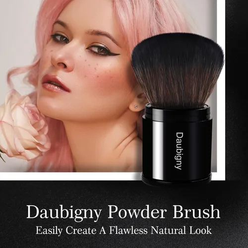 Miniatura 7 de Daubigny - Brocha de maquillaje retráctil Kabuki, brochas de base de viaje para base de maquillaje para rubor bronceador y polvo.. Negro