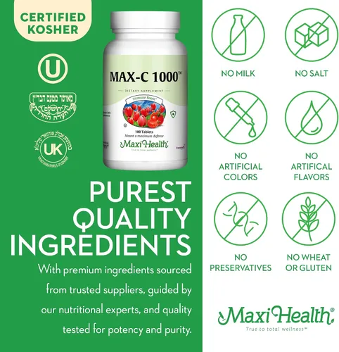 Miniatura 6 de 1000 mg de vitamina C – 1000 mg comprimidos fórmula de ultra alta absorción – Sin gluten Kosher Dietético sin OMG Suplemento de vitamina C