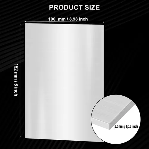 Miniatura 2 de Placas de acero inoxidable 304, 2 paquetes de 10 cm x 15 cm x 0,06 cm de espesor, placas de acero inoxidable calibre 16 (1,5 mm) de espesor, placas
