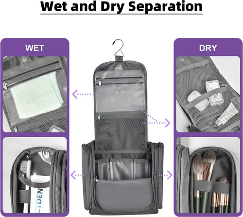 Miniatura 5 de JOMOLA Neceser colgante para hombres y mujeres, bolsa de maquillaje de viaje resistente al agua, bolsa organizadora de artículos de tocador de viaje
