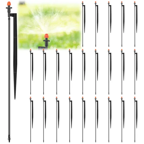 Geelin 25 cabezales de riego de 180 grados con emisores de goteo de estaca de 12 pulgadas, micro pulverizador con tubo de riego de 1/4 pulgadas en