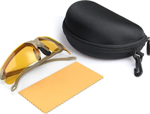 Miniatura 8 de Xaegistac Gafas de disparo con estuche Gafas de seguridad antivaho para cazadores para adultos Lente amarillo-marco caqui