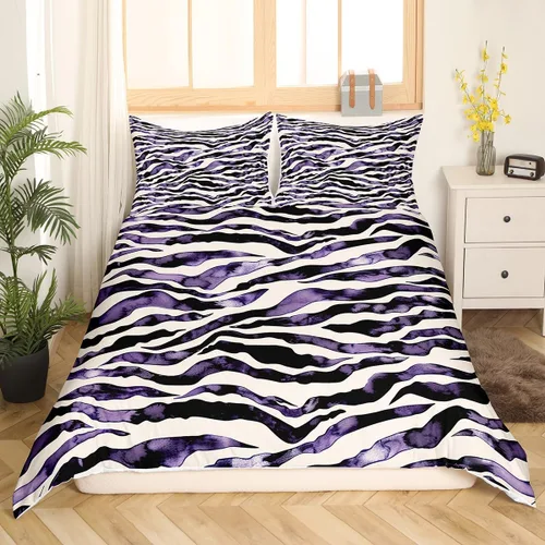 Miniatura 15 de Juego de ropa de cama con estampado de piel de vaca para niños, juego de funda de edredón con patrón de piel de vaca, juego de funda de edredón