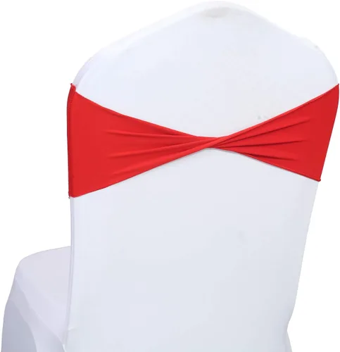 Miniatura 17 de MDS Paquete de 100 bandas de elastano para silla, bandas lisas sin hebilla, reutilizables, elásticas, para decoración de bodas, recepciones, Azul