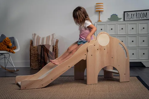 Miniatura 6 de Avenlur Nima - Tobogán interior con forma de elefante Montessori Waldorf, seguro, resistente y confiable, espacio de juego interior perfecto