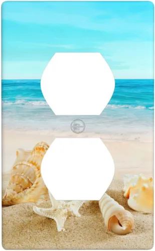 Miniatura 15 de Cubierta para interruptor de luz, diseño de conchas marinas en la playa, placas de pared de 2 bandas, 1 paquete