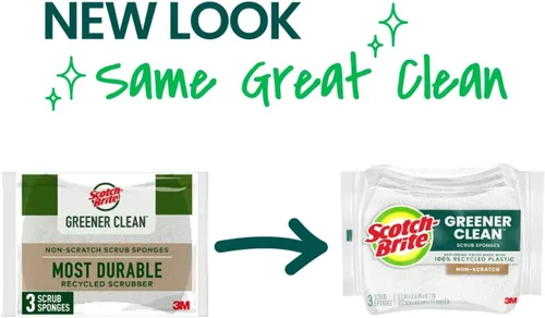 Miniatura 2 de Scotch-Brite Greener Clean - Esponja antiarañazos para limpieza, esponja para lavar platos, limpieza de cocina, rendimiento superior y fabricada